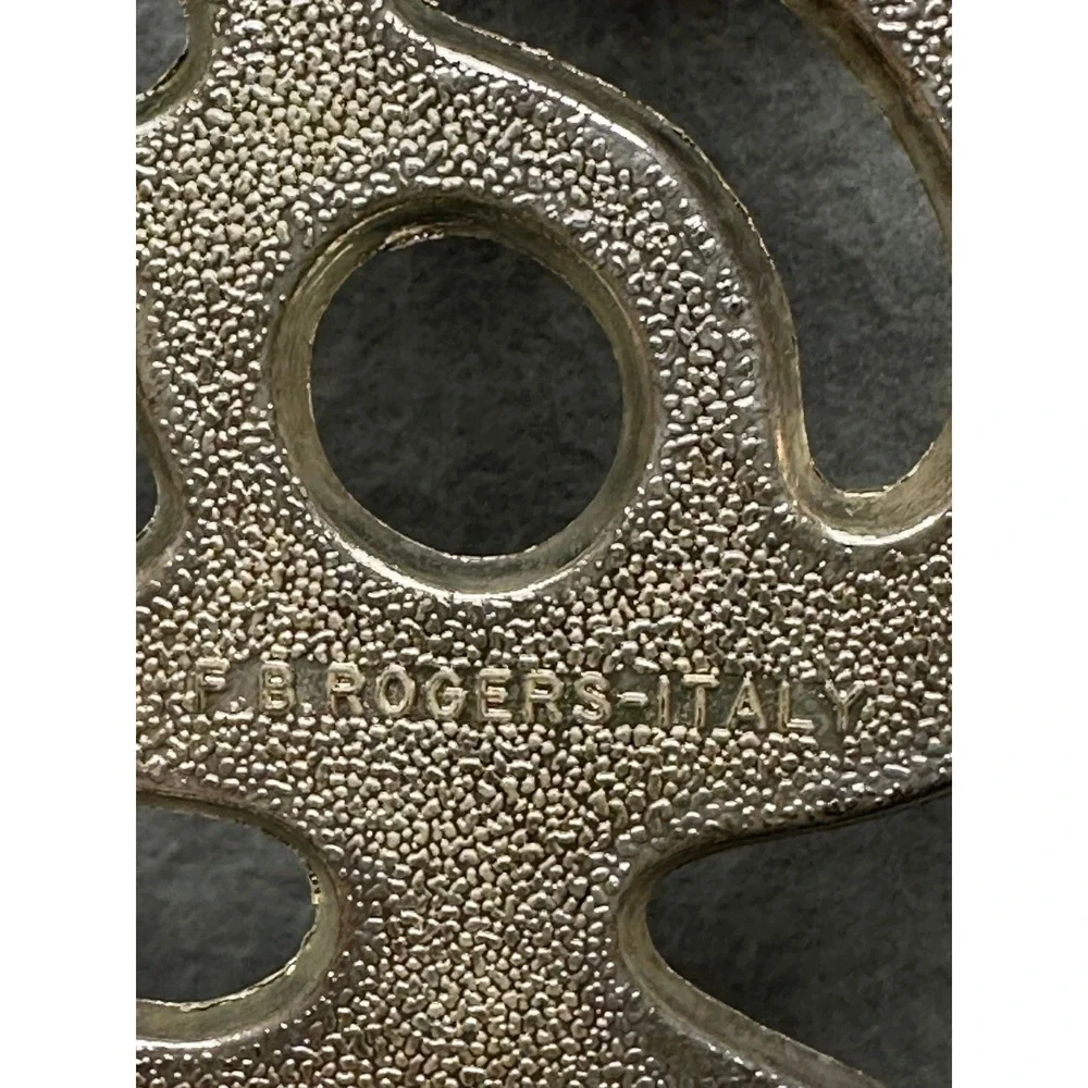 VTG F.B. Rogers Italy Butterfly Trivet Zinc‎ Metal Silver Tone Openwork Kitchen